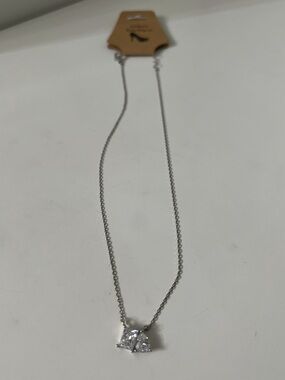 Silver-tone Crystal Pendant Necklace - Clear